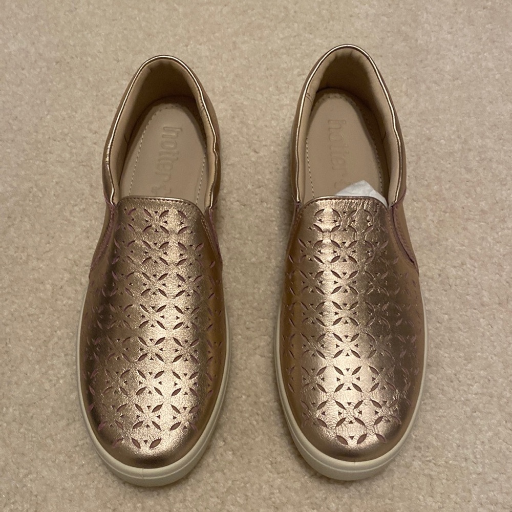 Hotter Daisy Rose Gold Leather Slip on Shoes